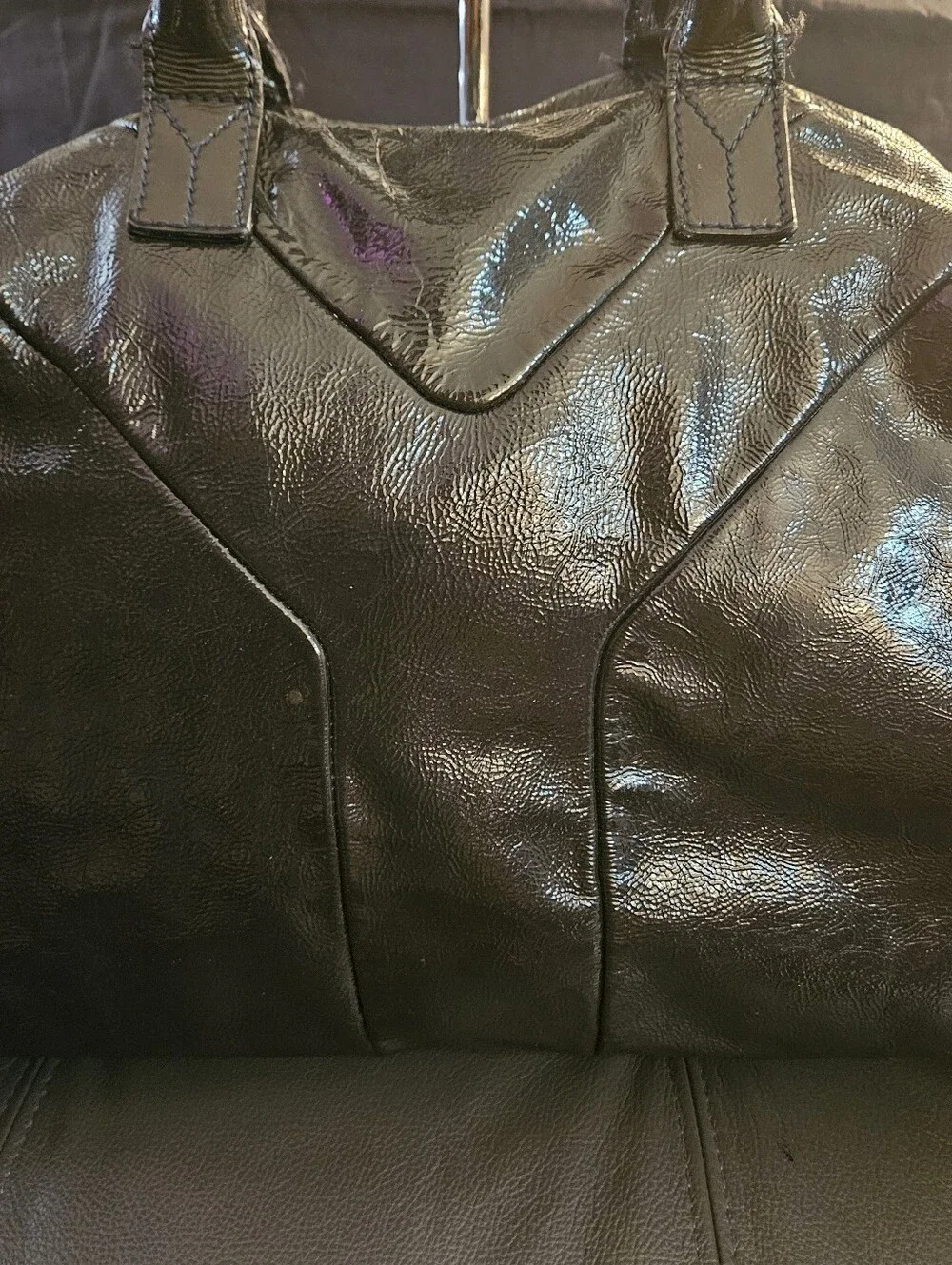 Yves Saint Laurent Hand Bag Black Patent leather Satchel